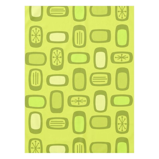 Midcentury MCM Rounded Rectangles Chartreuse Tischdecke (Vorderseite)