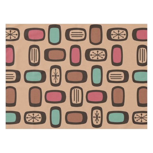 Midcentury MCM Rounded Rectangles Christmas Cookie Tischdecke (Vorderseite (Horizontal))