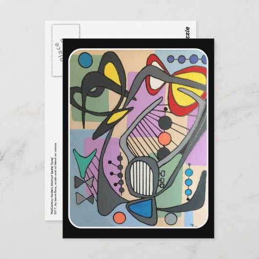 'MidCentury Mod Spider Song' Gemälde auf einem Postkarte (Vorne/Hinten)