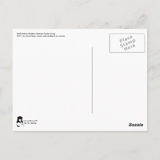 'MidCentury Mod Spider Song' Gemälde auf einem Postkarte (Rückseite)