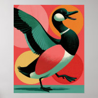 Midcentury Modern Ente Fette Geometrische Kunst