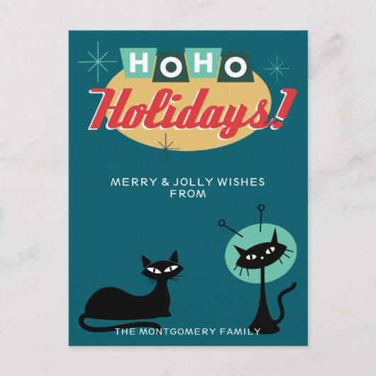 Midcentury Modern Ho Ho Holidays Weihnachten (Vorderseite)
