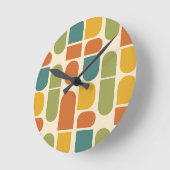 Midcentury Modern Organic Shapes Pattern Runde Wanduhr (Winkel)