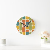 Midcentury Modern Organic Shapes Pattern Runde Wanduhr (Zuhause)