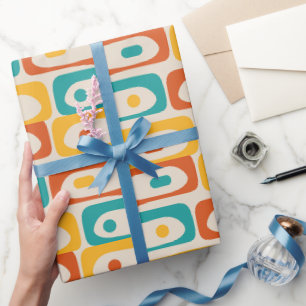Midcentury Modern Piquet Abstrakte Teal Orange Hül Geschenkpapier