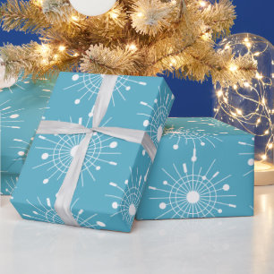 Midcentury Modern Retro Atomic-Schneeflocken-Weihn Geschenkpapier