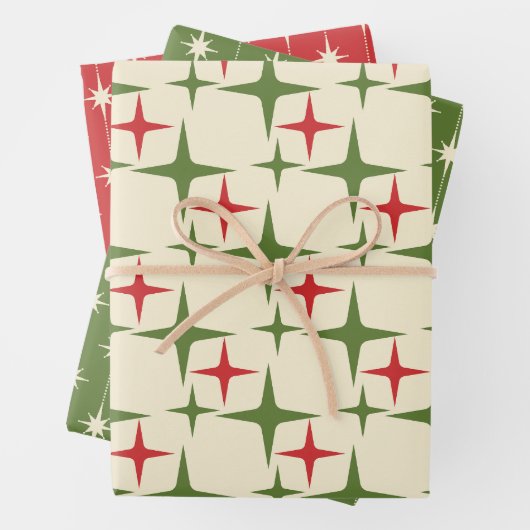 Midcentury Modern Retro Christmas Patterns Geschenkpapier Set (Beispiel)