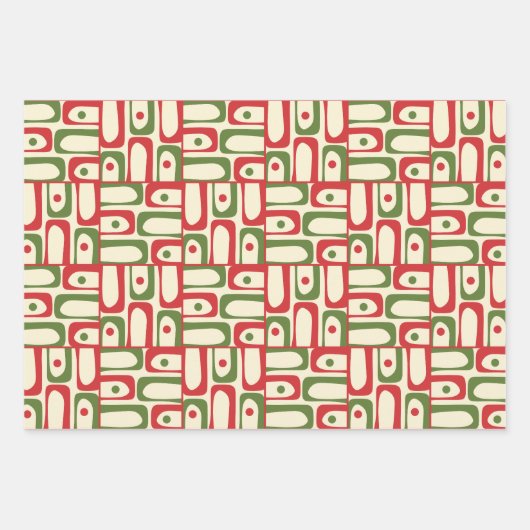 Midcentury Modern Retro Christmas Patterns Geschenkpapier Set (Vorderseite 3)