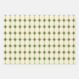 Midcentury Modern Retro Christmas Starbursts Geschenkpapier Set