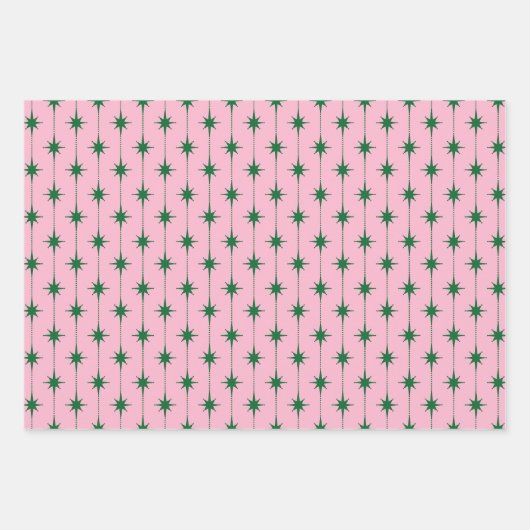 Midcentury Modern Retro Christmas Starbursts Geschenkpapier Set (Vorderseite 3)