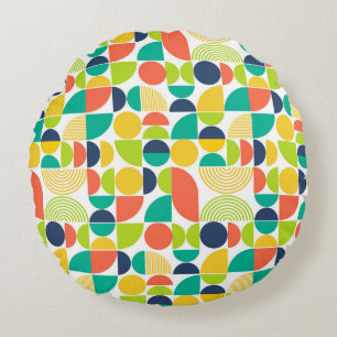 MidCentury Moderne Vintage Retro abstrakte Kunst Rundes Kissen