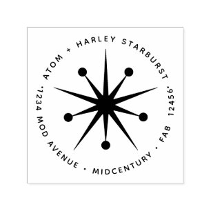 Midcentury Moderner Minimalistischer Atomarer Ster Permastempel