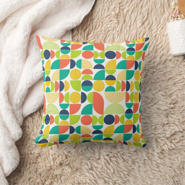 MidCentury Modernes Vintages Retro Abstrakte Kunst Kissen (Decke)