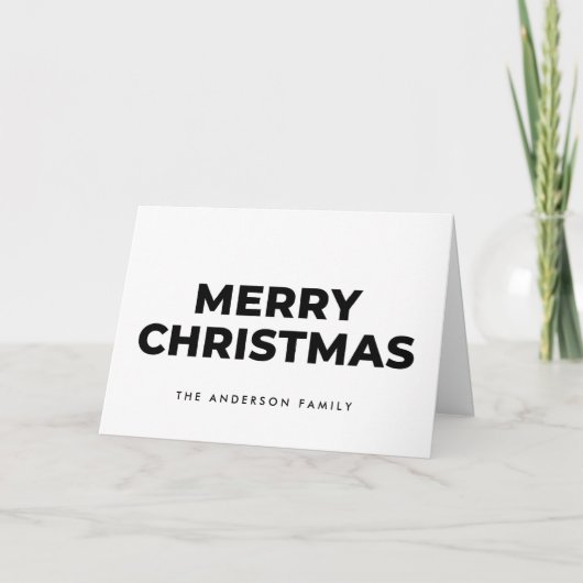 Midcentury Monochrome Script Merry Christmas Feiertagskarte (Vorderseite)