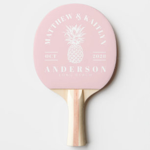 MidCentury Pink Whisper Tropische Ananas Hochzeit Tischtennis Schläger