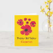 MidCentury Red Poppies Niedlich Yellow Birthday Karte (Gelbe Blume)