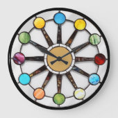 Midcentury stained glass clock große wanduhr (Vorderseite)