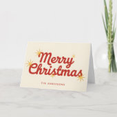 Midcentury Starburst Script Merry Christmas Feiertagskarte (Vorderseite)