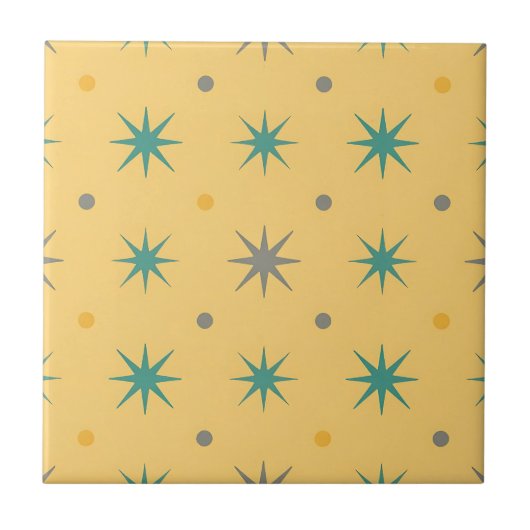 Midcentury Starburst Seamless Pattern Fliese (Vorderseite)