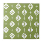 Midcentury Starbursts Diamonds Olive Green Fliese (Vorderseite)