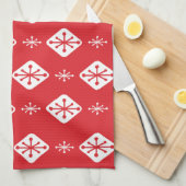 Midcentury Starbursts Diamonds Red Geschirrtuch (Viertel Falte)