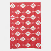 Midcentury Starbursts Diamonds Red Geschirrtuch (Vertikal)