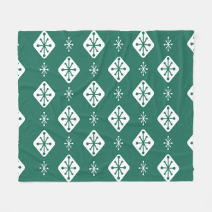 Midcentury Starbursts Diamonds Teal Fleecedecke