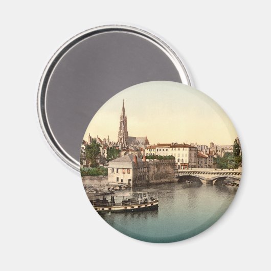 Middle Bridge, Metz, Frankreich Magnet (Vorderseite/Rückseite)
