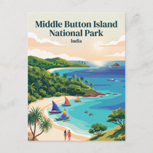Middle Button Island Nationalpark Indien Postkarte