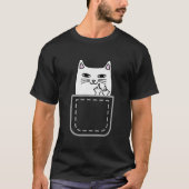 Middle Finger Cat Pocket Funny Cartoons Cat White  T-Shirt (Vorderseite)