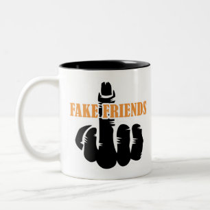 Middle Finger Fake Friends Zweifarbige Tasse