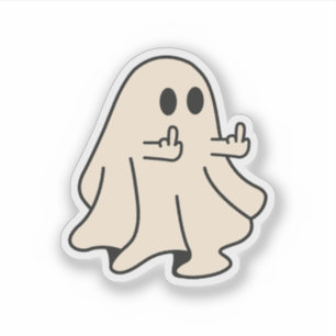 Middle Finger Ghost, Spooky Ghost Halloween Aufkleber