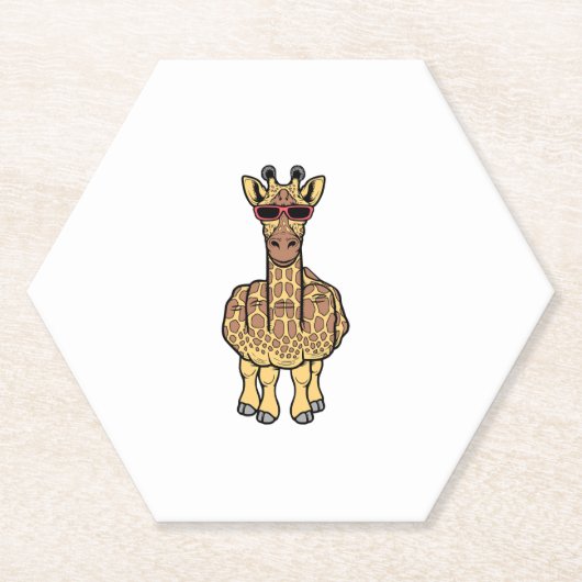 Middle Finger Giraffe Funny Offensive Rude Safari Untersetzer (Vorderseite)