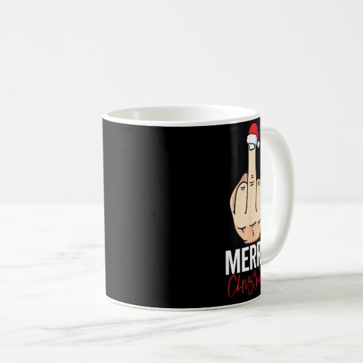 Middle Finger Merry Christmas Kaffeetasse (VorderseiteRechts)