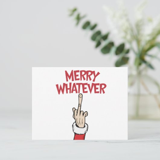 Middle Finger Merry Whatever Postkarte (Stehend Vorderseite)