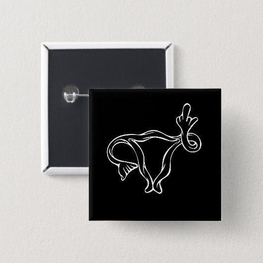 Middle Finger Uterus Pro choice Button (Vorne & Hinten)