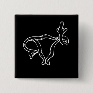 Middle Finger Uterus Pro-choice Button