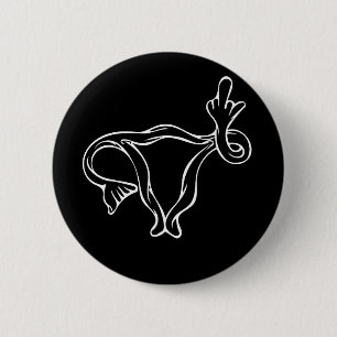 Middle Finger Uterus Pro-choice Button