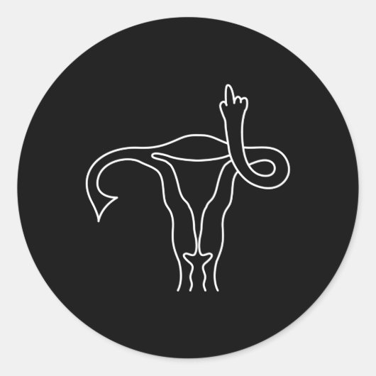 Middle Finger Uterus Pro Choice Feminist Runder Aufkleber (Vorderseite)