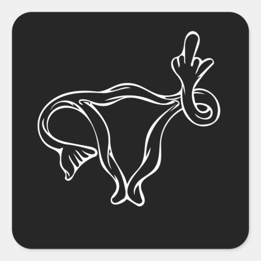 Middle Finger Uterus Pro-choice Quadratischer Aufkleber (Vorderseite)