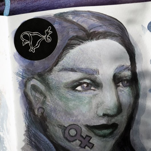 Middle Finger Uterus Pro-choice Runder Aufkleber