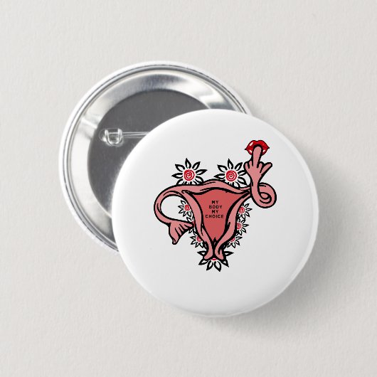 Middle Finger Uterus Protect Roe v. wade Button (Vorne & Hinten)