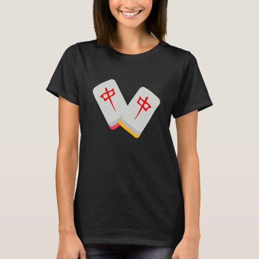 Middle Mahjong Tile Funny Closing Medium Mahjong T-Shirt (Vorderseite)