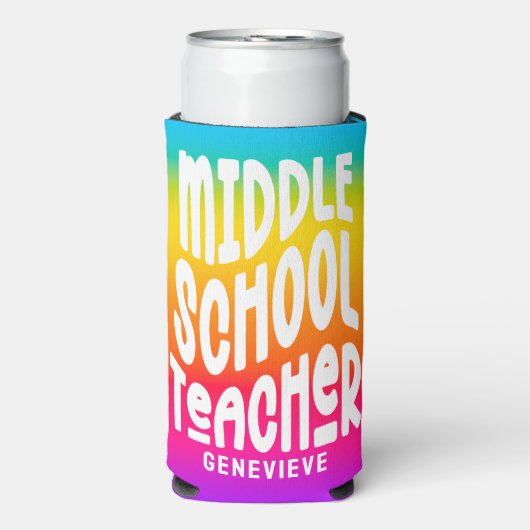 Middle School Teacher Rainbow Ombre Selters Dosenkühler (Seltzer Vorderseite)