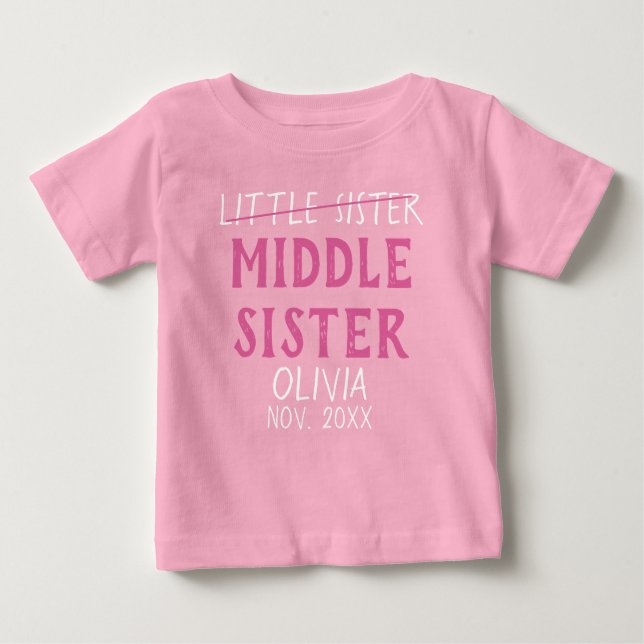 Middle Sister reveal custom name Baby T-shirt (Vorderseite)