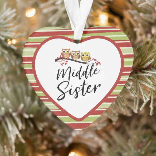Middle Sister Three Owls Matching Sister Ornament (Baum)