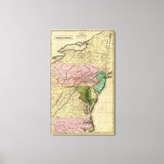 Middle Staaten Olney Map Leinwanddruck (Vorderseite)