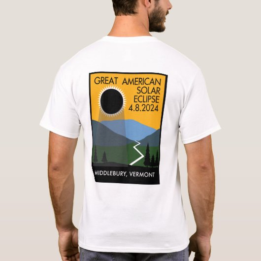 Middlebury, VT Eclipse Travel Poster T-Shirt (Rückseite)
