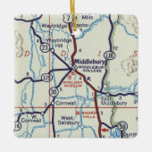 Middlebury VT Vintage Karte Keramikornament (Vorderseite)