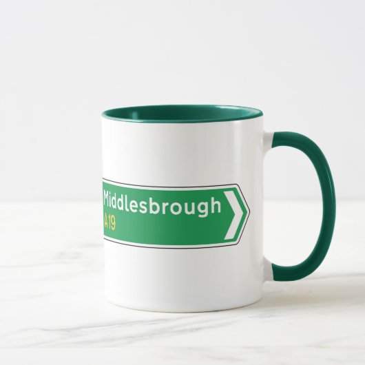 Middlesbrough, BRITISCHES Verkehrsschild Tasse (Rechts)